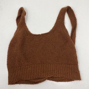 Reformation Knit Isle Teddy Crop Top Brown Small